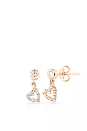 Eco-Stay Schmuck Eco-Stay Ohrringe Silber Rosegold vergoldet Herz kleine Zirkonia Steine Schmuck Geburtstagsgeschenk für Frauen Freundin Mama Valentinstag Weihnachten Hochzeit, Roségold