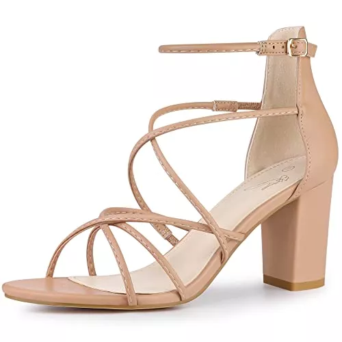 Perphy High Heels Perphy Crisscross Strappy Strap Chunky Heels Sandalen für Damen