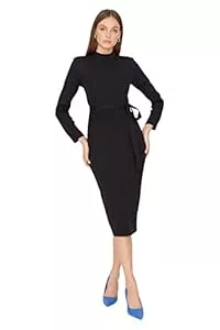 TRENDYOL Business TRENDYOL Damen Woman Mini Bodycon Karrée-Ausschnitt Webstoff Kleid