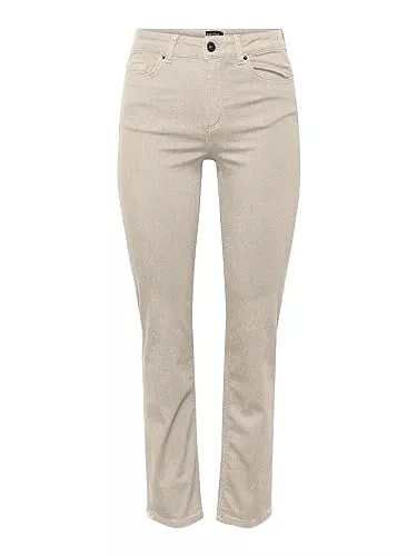 PIECES Jeans PIECES Damen Hose Pcdelly Straight Mw Ankl Wgra Noos Bc