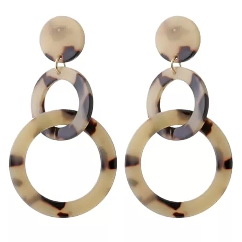 JEDTAKCT Schmuck Modische Lange Baumelnde Ohrringe – Geometrische Creolen Aus Acryl, Lange Ohrringe, Übertriebene Ohrringe, Vintage-Statement-Ohr-Accessoires Für Frauen Und Mädchen