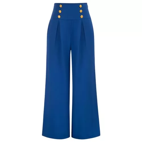 Belle Poque Hosen Belle Poque Elegant Hose Damen Lässige Hose Mit Hoher Taille Weitem Bein Und Geradem Bein für Damen