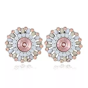 IMINI Schmuck Vintage Big Flower Stud Earring for Women Girls Antique CZ Crystal Colorful Resin Fashion Charm Bohemia Promise Statement Wedding Cocktail Party Earrings Art Deco Jewelry Birthday 4 Colors