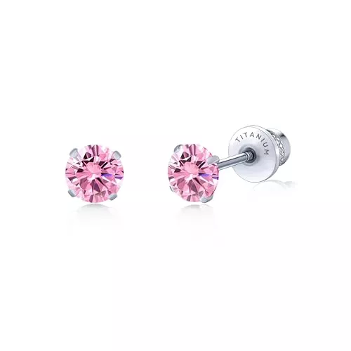 limerencia Schmuck Limerencia Titan Ohrringe mit Schraubverschluss, G23 Medizinische Ohrstecker Hypoallergen Gesundheitsstecker Ohrringe, 5mm CZ Ohrringe für empfindliche Ohren Mode Damen Herren Schmuck