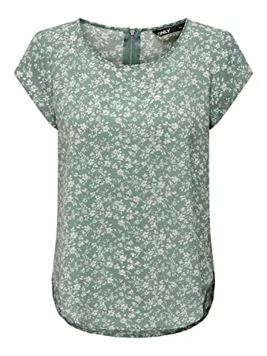 ONLY Ärmellose Blusen ONLY Damen Onlvic Ss AOP Noos Ptm Top, T-Shirt Bluse, Blusenshirt, T-Shirt für Frauen, Damen Shirt, Schickes Damenoberteil
