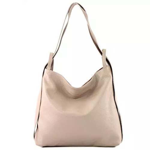 modamoda de Taschen & Rucksäcke modamoda de - T192 - ital. Damen Rucksacktasche 2in1 aus Leder