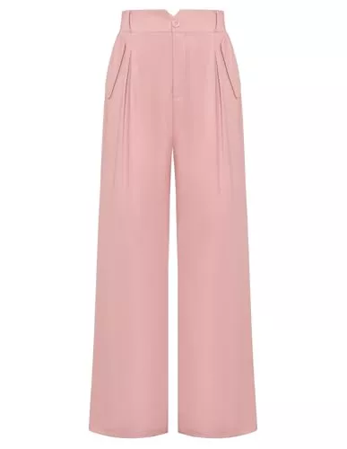 Belle Poque Hosen Belle Poque Damen Sommer Leichte Hose Vintage Hose Plissiertes Design Elastische Taille Pants