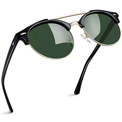 Joopin Sonnenbrillen & Zubehör Joopin Klassische Halbrahmen-Sonnenbrille-Herren-Polarisiert mit UV 400 Schutz Retro Große Sonnenbrille Damen Verspiegelt Rechteckig und Rund Sunglasses Unisex für Autofahren Reisen Angeln