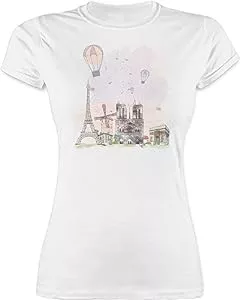 Shirtracer T-Shirts Shirtracer - Shirt Damen - Stadt und City Outfit - Paris Eiffelturm Notre-Dame