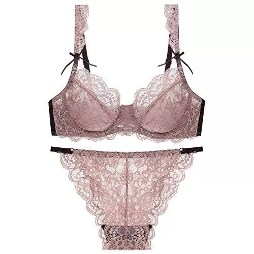 BaronHong Unterwäsche & Dessous BaronHong Damen Sexy Dessous Set aus weicher Spitze Durchsichtige Unterwäsche Blumenspitze Bügel-BH und Panty-Set