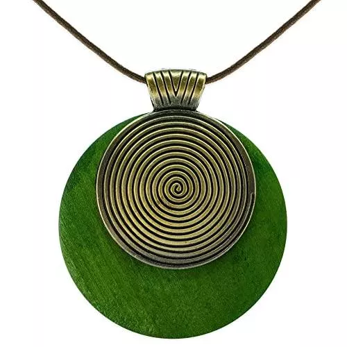 SoulCats Schmuck SoulCats Holzmedaillon Spirale mit Lederband