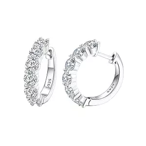 SOMEDA Schmuck SOMEDA® 925 Sterlingsilber Ohrringe Creolen Paar | Moissanit Diamantersatz | Schmuck für Damen Frauen | verschiedene Größen