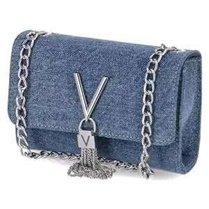 Valentino Taschen & Rucksäcke Valentino Damen Umhängetasche/Abendtasche DIVINA DENIM Blau Textil-Synthetik