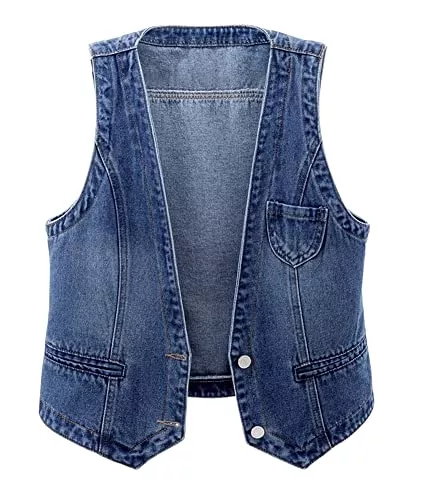 CYSTYLE Westen CYSTYLE Damen Jeansweste übergröße Denim Jacke Ärmellos Beiläufige Jeansweste Denim Weste Vest Frühling Cardigan Top Outwear