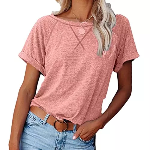 FEKOAFE T-Shirts FEKOAFE Damen Tshirt V Ausschnitt Blusen Kurzarm Oberteile Sommer Locker Top