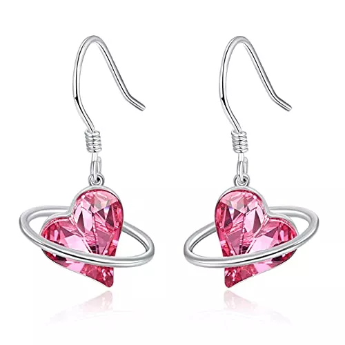 TANGPOET Schmuck TANGPOET Ohrringe für Damen Schmuck Geschenk Rosa Herz Kristall Ohrringe Herz Damen Ohrringe verschönert mit Kristallen Geschenke