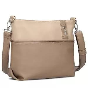 Zwei Taschen & Rucksäcke Zwei Damen Umhängetasche JANA J8 Crossbody Bag 3 Liter Bicolor Handtasche im Canvas-Stil, hochwertiges, weiches Kunstleder, ideal für den Alltag, inkl. 2 Schultergurte kurz und lang