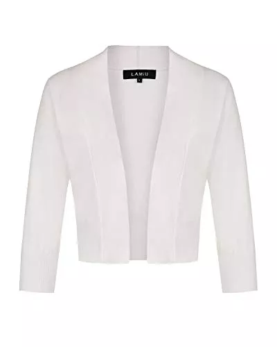 MINTLIMIT Jacken MINTLIMIT Damen Open Knit Cardigan Strickjacke Bolero Kurz 3/4 Ärmel Festlich Cardigans mit Knopf Boleroshrug