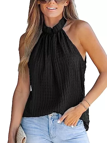 CUPSHE Tops CUPSHE Damen Neckholder Oberteil Stehkragen Ärmellose Schulterfreies Shirt Sommer Elegant Tunika Bluse Tops