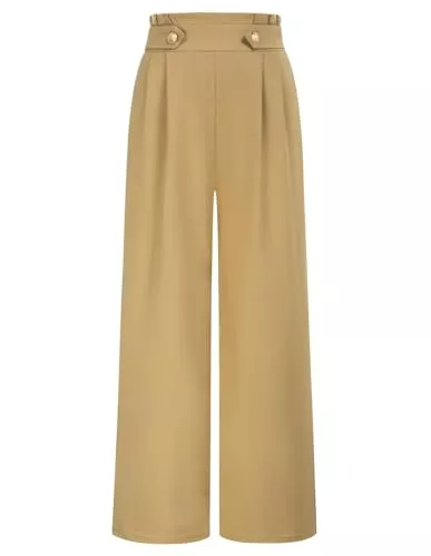 Belle Poque Hosen Belle Poque Damen Hose Elegant Palazzo Hose mit Taschen Weite Hose Elastische Taille Freizeit Business