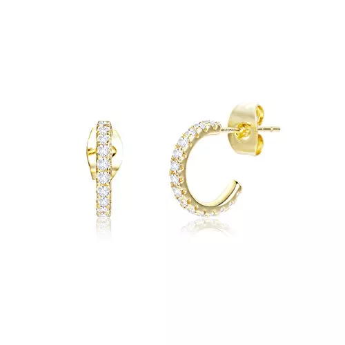 LANCHARMED Schmuck KISSPAT Creolen Ohrring für Damen, Hypoallergene Ohrringe Kreolen Creolen Silber 925 Ohrringe Gold für Damen Frauen Mädchen (Offener-Gold)