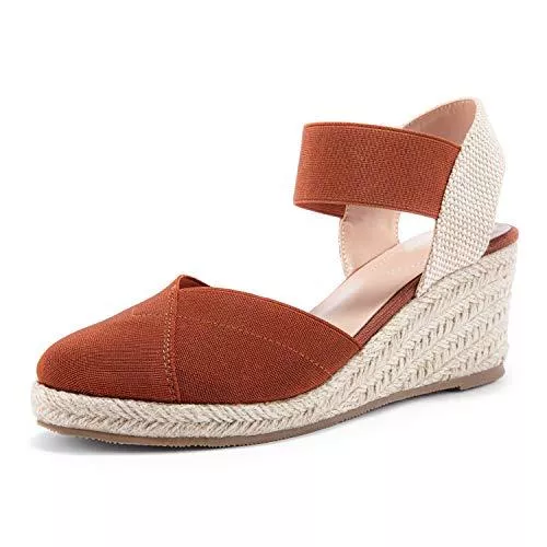 Nailyhome Sandalen & Slides Nailyhome Damen Espadrilles Keilsandalen Plateau geschlossener Zehenbereich elastischer Verschluss Mid Heel Sandalen