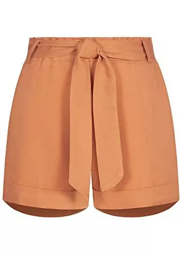 Hailys Shorts Hailys Damen Shorts 2-Pockets inkl. Bindegürtel Beinumschlag Hazel braun