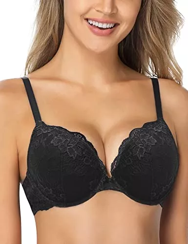 Wingslove Unterwäsche & Dessous Wingslove Damen Push Up BH mit floraler Spitze gepolsterter Bügel BH Komfort BH