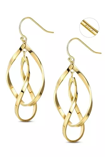 Adramata Schmuck Adramata Silber Ohrringe für Damen Mädchen – Designer Statement Ohrringe, Lagen Twist-Ohrringe, Ohrringe Gold Hängend, Hypoallergene Tropfen Ohrringe aus Silber/Gold