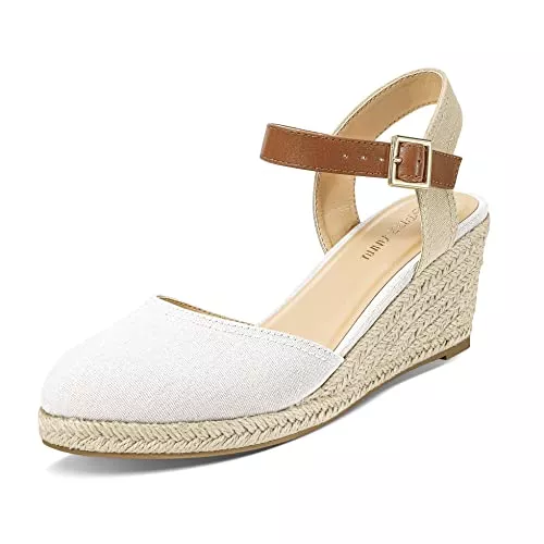 PIZZ ANNU Sandalen & Slides PIZZ ANNU Sandalen Damen Espadrilles Plateau Wedges Sandaletten mit Geschlossene Keilabsatz Sommerschuhe Sommer Pumps Frauen Schuhe EU 37-42 Schmal