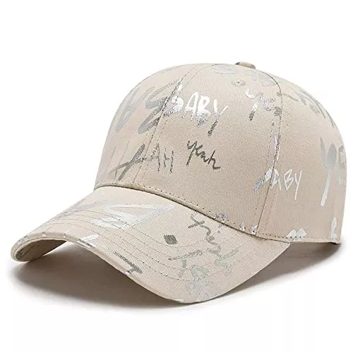 Bysonglezai Hüte & Mützen Baseball Cap Damen Basecap Kappe Herren Unisex Mütze Hut Baseballkappe Sommer Personalisierte Street Graffiti Letters Fashion Face Cap Gelb Schwarz Rosa Baumwolle