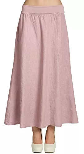 Caspar Röcke Caspar RO019 Damen Langer Maxi Sommer Leinenrock