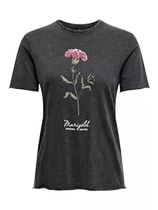 ONLY T-Shirts ONLY Damen Bedrucktes T-Shirt Kurzarm Basic Rundhals Top mit Schrift Printed Shortsleeve ONLLUCY, Farben:Pink, Größe:XL