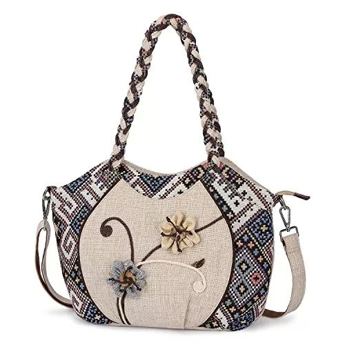 Auluda Taschen & Rucksäcke Auluda Böhmischer Ethno-Stil Einkaufstasche für Frauen, Obdachlose Tragetasche Messenger Bag. Hobo Tasche Handtasche für Mädche
