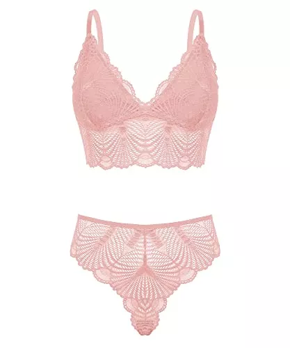 LINGERLOVE Unterwäsche & Dessous LINGERLOVE Sexy Bralette und Panty Sets für Frauen Flora Spitze Unterwäsche Dessous Set mit herausnehmbaren gepolsterten