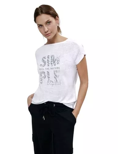 Cecil T-Shirts Cecil Damen T-Shirt in Leinenoptik