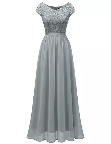 DRESSTELLS Abendkleider DRESSTELLS Abendkleider Damen elegant für Hochzeit Spitzenkleid Chiffon Brautjunferkleid Bridesmaid Dress Abschlusskleid lang Ballkleid Strandkleid