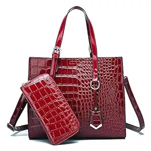 Coolives Taschen & Rucksäcke Coolives Damen Set Handtaschen mit 2 Stück Krokodil-Muster Schultertasche Umhängetasche EINWEG