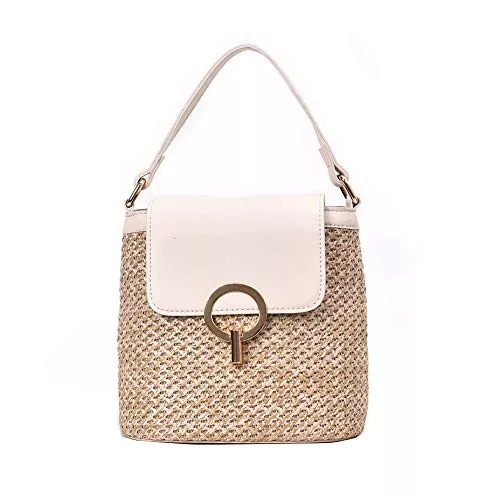 XIANXIAN Taschen & Rucksäcke XIANXIAN Strohtaschen Strandtasche Kleine Stroh Eimer Taschen Für Frauen Strandtasche Crossbody Handtaschen Rattan Damen Umhängetasche, Geeignet für Sommerreisen Einkaufen