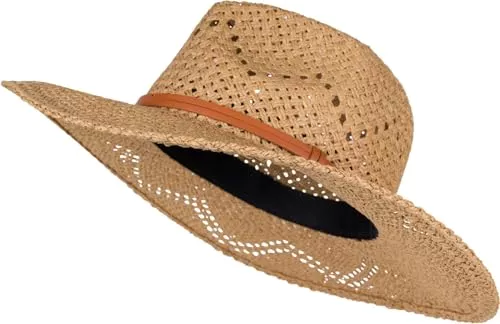 styleBREAKER Hüte & Mützen styleBREAKER Unisex Panama Strohhut mit breitem Stoff Zierband, Sommerhut Einfarbig, Papierhut, Sonnenhut 04025044