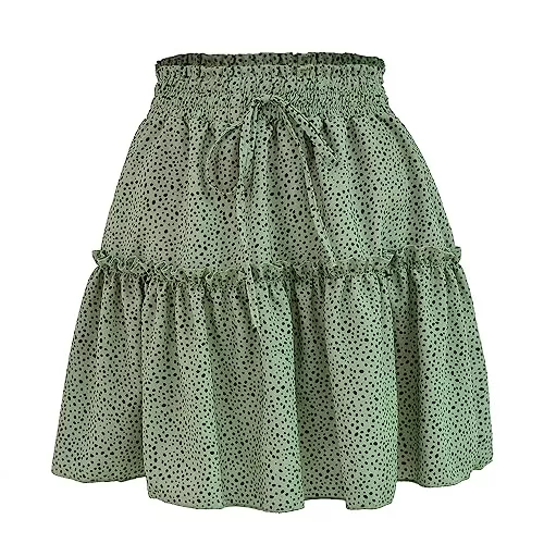 Acramy Röcke Acramy Damen Rock Sommer A-Linie Minirock Blumen Sommerrock Boho Faltenrock