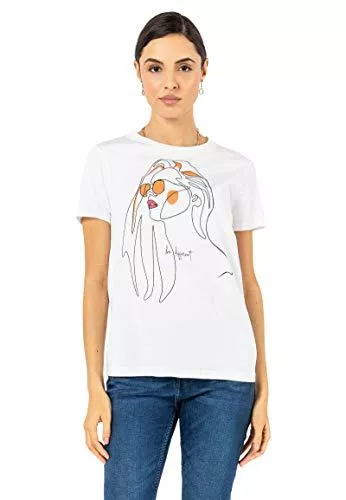 Stitch &amp; Soul T-Shirts Stitch &amp; Soul Damen T-Shirt mit Line Art aus Baumwolle