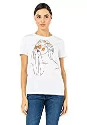 Stitch &amp; Soul T-Shirts Stitch &amp; Soul Damen T-Shirt mit Line Art aus Baumwolle