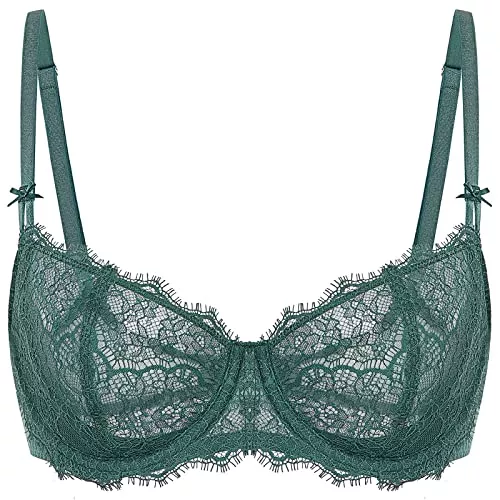 DOBREVA Unterwäsche & Dessous DOBREVA Damen Dirndl BH Push Up Balconette Spitzen BHS Sexy Durchsichtig Große Größen mit Bügel