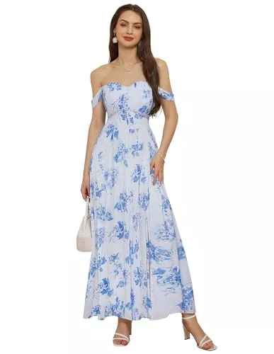 GRACE KARIN Freizeit GRACE KARIN Damen A-Linie Maxikleid Schlitz Ärmellos Casual Kleid Lang Spaghettiträger Freizeitkleid V-Ausschnitt Cocktailkleid