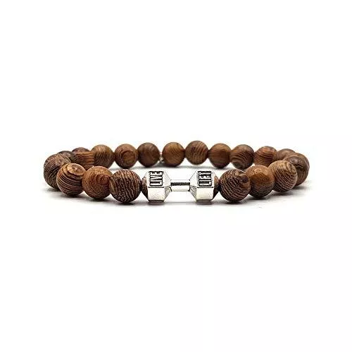 KARDINAL WEIST Schmuck KARDINAL WEIST Hantel Holz Perlen Armband,&quot;Live Lift&quot; Yoga Bodybuilding Schmuck für Damen und Herren, Ruhe - Anti Stress - Energie