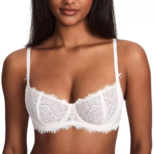 DOBREVA Unterwäsche & Dessous DOBREVA Damen Dirndl BH Push Up Balconette Spitzen BHS Sexy Durchsichtig Große Größen mit Bügel