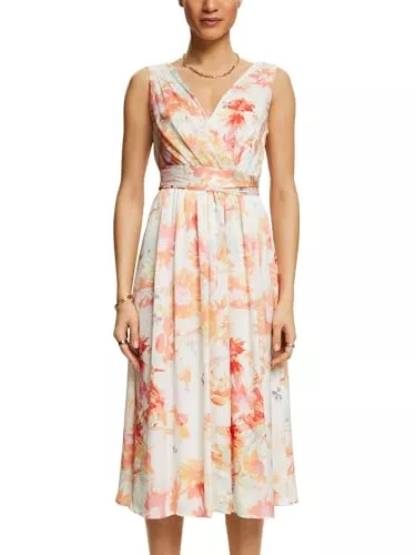 ESPRIT Cocktail ESPRIT Midikleid mit V-Ausschnitt und Print