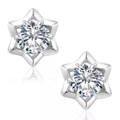 KRKC & CO keep real keep champion Schmuck KRKC&CO Moissanite Ohrringe Damen Silber 925, Blume Ohrsteckers Halo, 1,0/2,0 Karat echter runde Moissanit Diamant, VVS1 Reinheit D Farbe, Weißgold vergoldet allergiefrei, Geschenk für Frauen