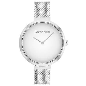 Calvin Klein Uhren Calvin Klein Analog Quarzuhr für Damen mit Silbernes Edelstahl-Mesh-Gliederarmband - 25200079